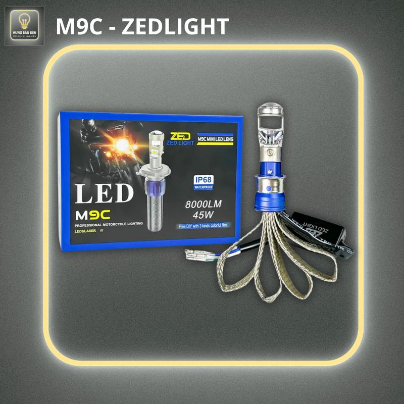  Đèn Pha LED Bi Cầu M9C ZED LIGHT - 45W Siêu Sáng Chiếu Xa Trên 150m Chân H4 M5 Lắp Xe Máy Oto - Bảo Hành 24 Tháng 