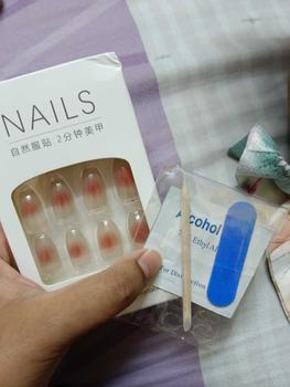 Product Review of Elegant and fresh temperament wind manicure ice transparent rhinestone removable student wearing nail fake nail piece finished product wholesale Polish from s**⭐ 0
