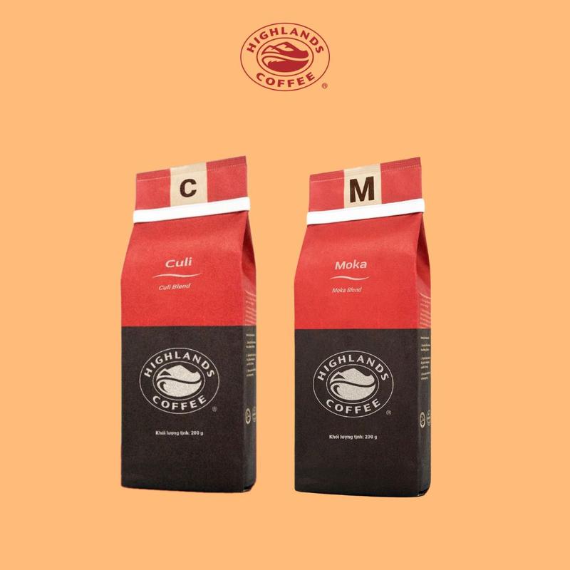 COMBO Cà phê rang xay Moka & Culi Highlands Coffee gói 200g Cafe