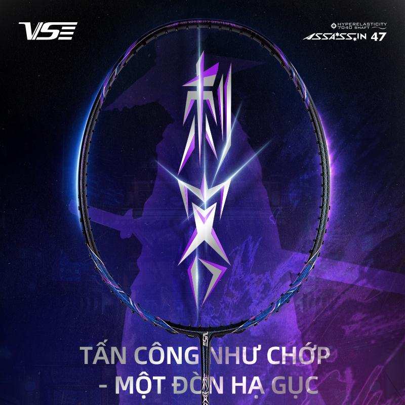 Venson VS Assassin 47 Vợt cầu lông Đan lưới trợ lực VS BG7 Sợi carbon đầy đủ 4U Siêu nhẹ Vợt tập luyện chuyên nghiệp tấn công bao gồm 1 vợt tiền căng 1 túi đựng 1 băng dính tay cầm