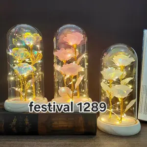 Lampu Tidur Bunga 3 Mawar Kayu Dekorasi LED Beauty and The Beast Kamar Tidur Aesthetic Unik Meja Romantis