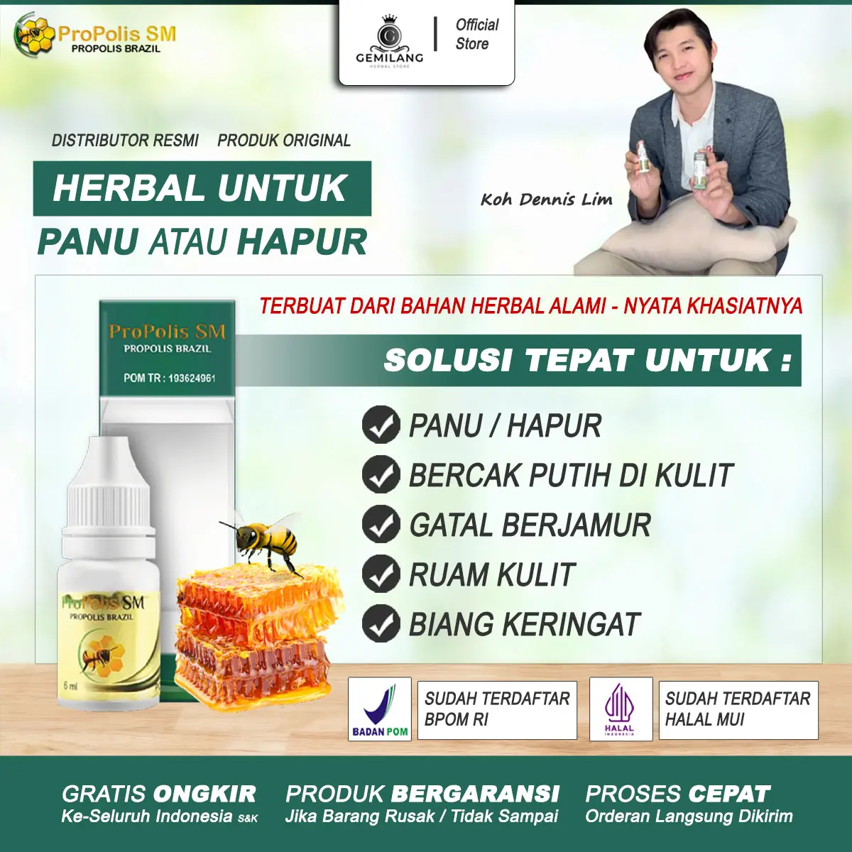 Propolis SM Untuk Panu Penghilang Bercak Putih Di Kulit Hapur Gatal Berjamur Asli Original