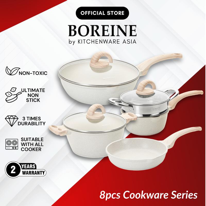 BOREINE 8pcs Non Stick Granite Cookware Set Kuali Periuk Bat - TikTok ...