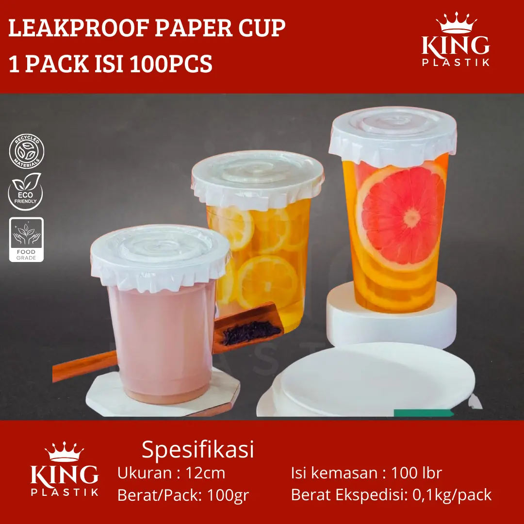 100pcs dan 500pcs Kertas Anti Tumpah Kertas Tahan Bocor Tutup Minuman Cup Leak Proof Paper