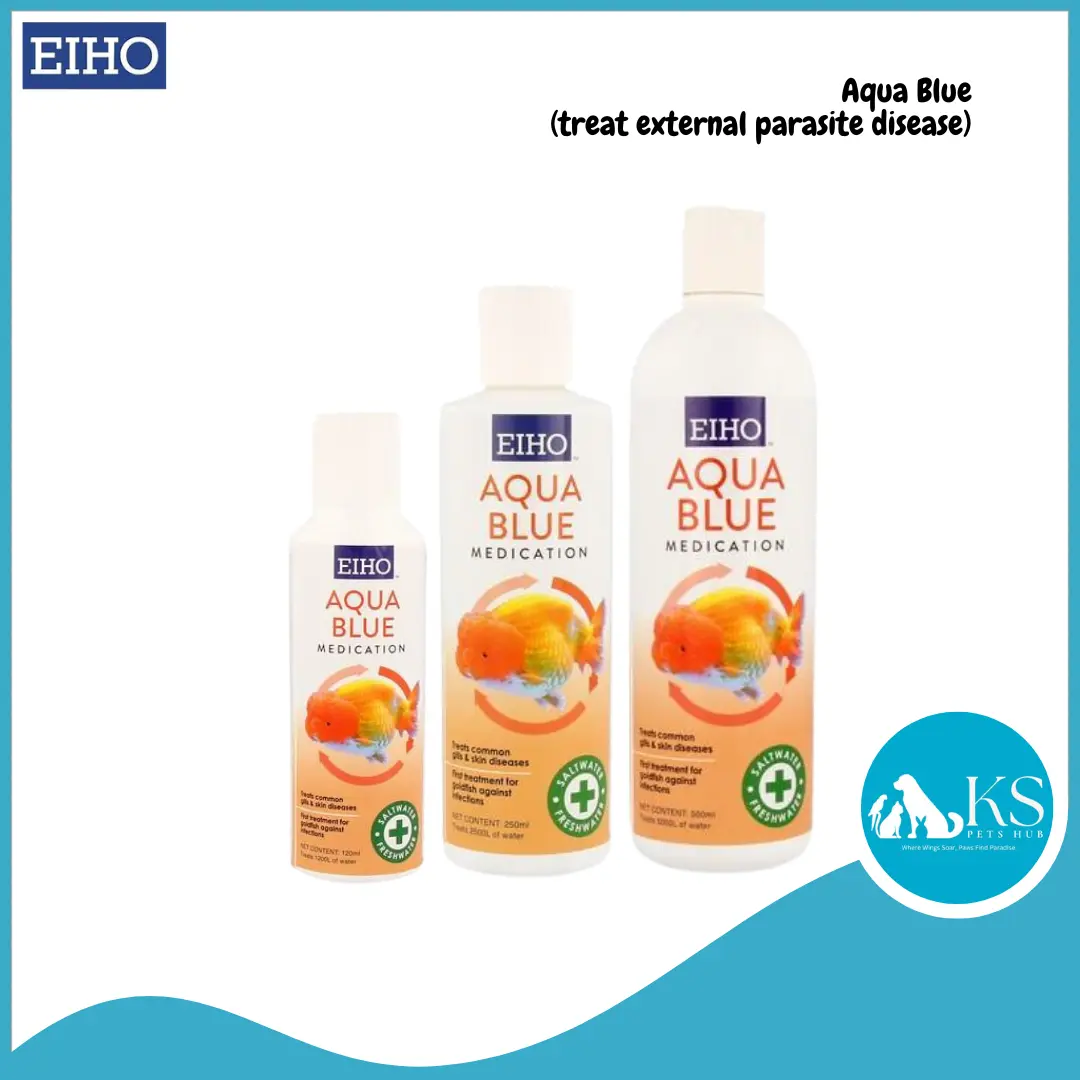 EIHO Aqua Blue 120ml/250ml/500ml - External Parasite Disease Treatment for Fish & Aquatic Pets