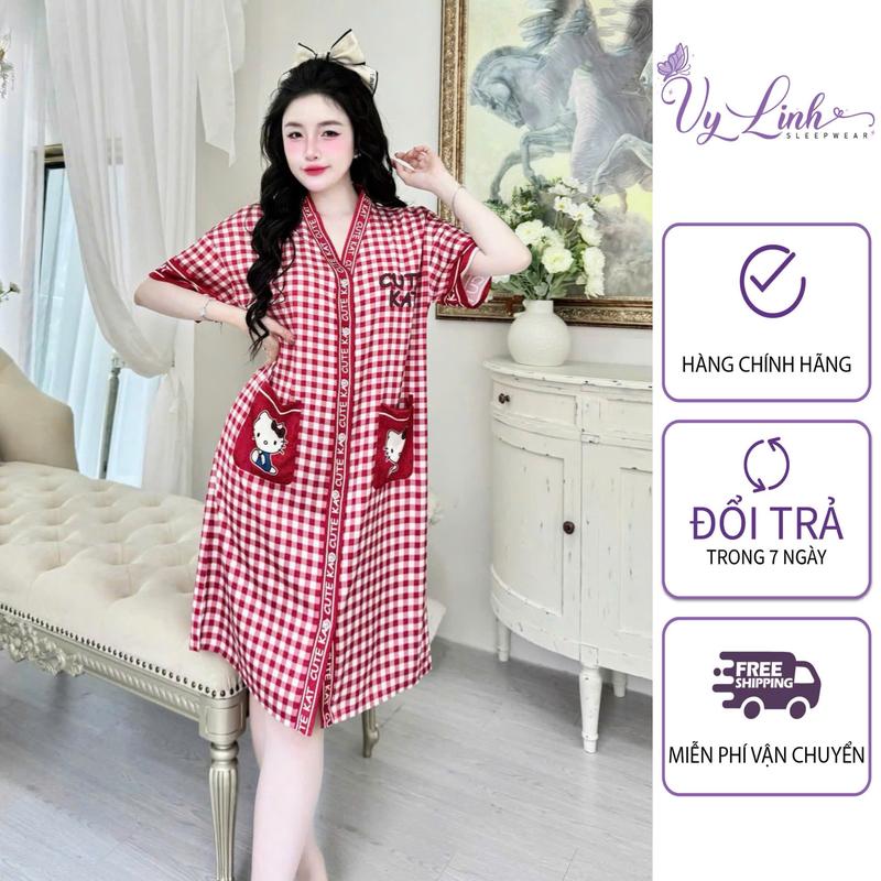  Vy Linh SLEEPWEAR Đầm Ngủ Form Suông Hoạ Tiết Dễ Thương Chất Liệu Lụa Latin Cao Cấp Nhẹ Mát 971 
