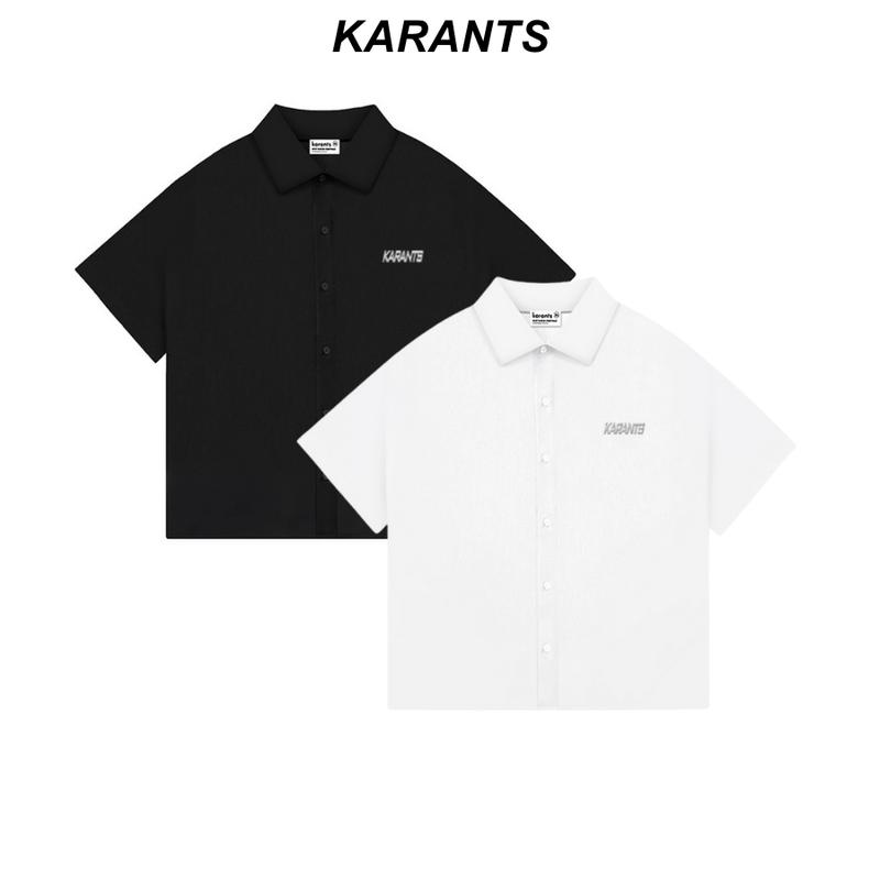 Áo Sơ Mi Trơn Logo KimLoại 99K Karants Form Boxy Vải Cotton Lạnh Premium Nam Nữ Unisex Menswear Hot Trend 2025 - KR256