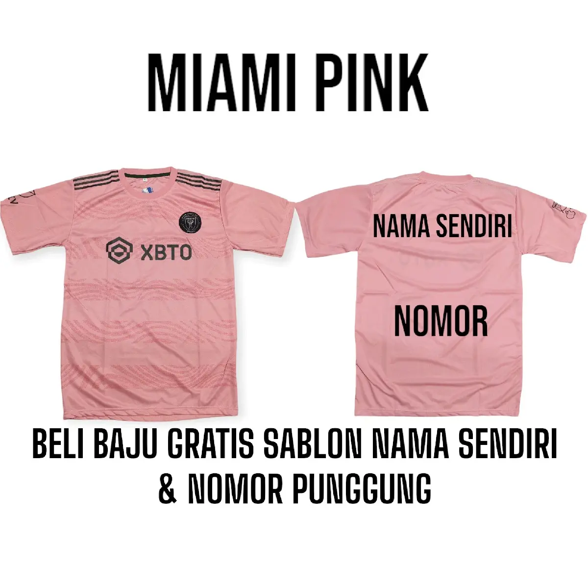 atasan baju bola dewasa' laki laki dan perempuan baju bola inter miami ukuran L, XL GRATIS SABLON NAMA SENDIRI dan NOMOR PUNGGUNG ( sebelum d pesan nama nya d kirim dulu d chat toko)