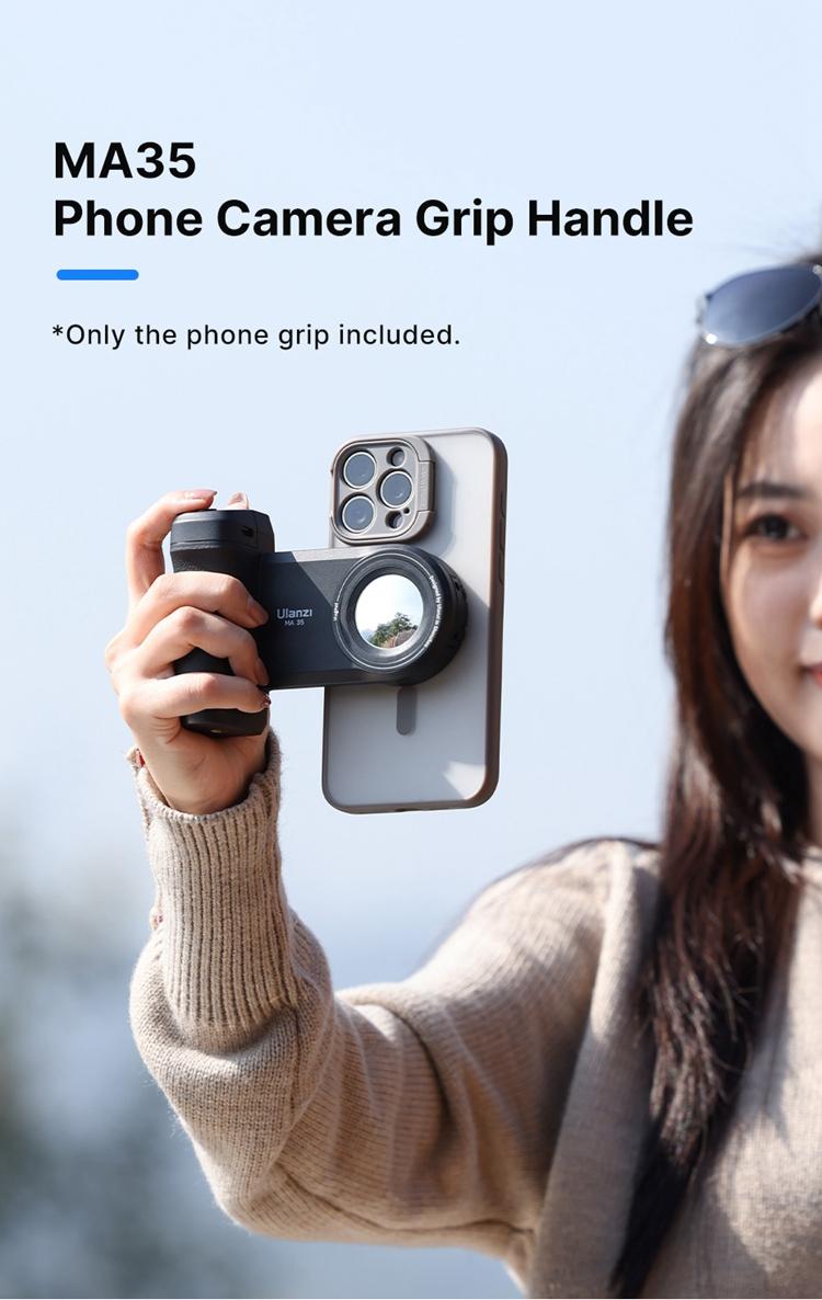Product Introduction of ULANZI Selfie Phone Tripod Mount MA35, 2-in-1 Magnetic & Phone Clip Camera Grip Handle Holder with Detachable Remote Shutter with Cold Shoe Adapter for iPhone 14 15 Samsung Smartphone Video Shooting Cellphone 0