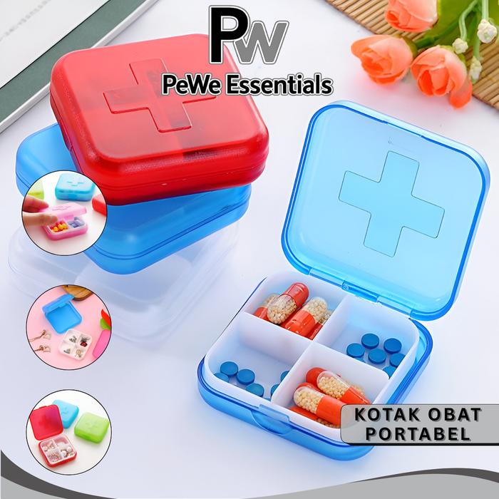 Minitool Obat Jual PW - Tempat Obat Mini 4 Grid Warna Persegi | Medicine Box ...