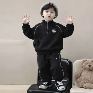 Setelan Anak Laki-Laki Training Sporty Hitam – Baju & Celana Santai Kasual Stylish Katun