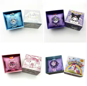 Jam Tangan Anak Perempuan Free Box LED Karakter Kuromi Cinnamoroll My Melody Unicorn