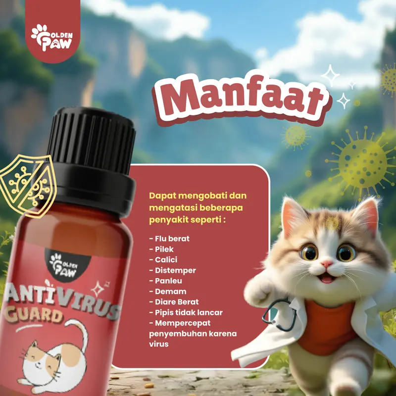 ANTI-VIRUS GUARD 5gr by Golden Paw Obat Virus Calici Distemper Panleu Flu Berat Demam Lemas Panleukopenia Kucing Ampuh Terbaik 2