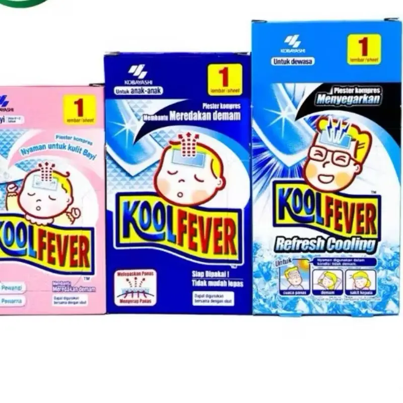 KoolFever Pijat Kompres Refresh Cooling untuk baby, anak, dan Dewasa - Menyegarkan & Meredakan Demam - 1 Sheet per Pack