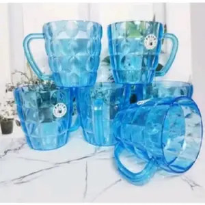 6PCS Gelas Plastik Cristal Warna-warni 500ml Mug Akrilik Unik & Tebal Cocok untuk Minuman Air Minum Diameter 9cm Tinggi 10cm