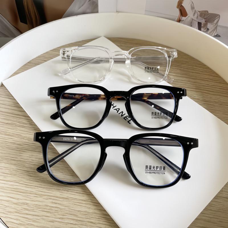 Kính không độ, gọng kính cận vuông LUTTO 9078 nhựa Acetate lõi thép mắt chống ánh sáng xanh, UV400 Jolie eyewear