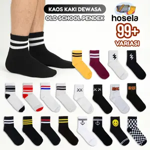 Kaos Kaki Garis Strip Pendek Motif Olahraga Oldschool Tebal