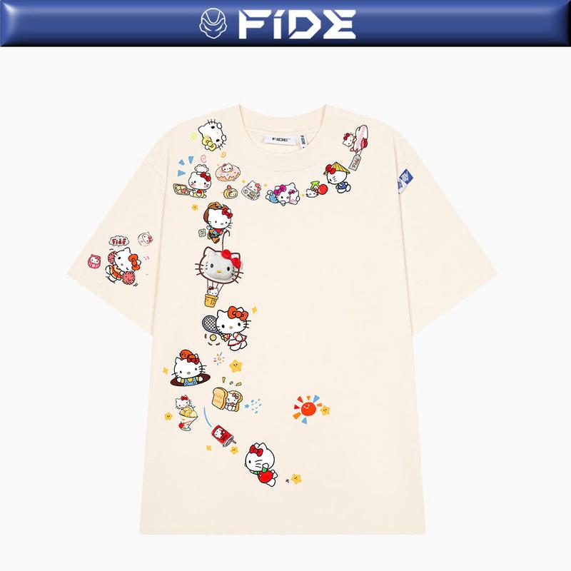 Áo thun FIDE Hello Kitty phông unisex form rộng local brand nam nữ cổ tròn oversize - AT203
