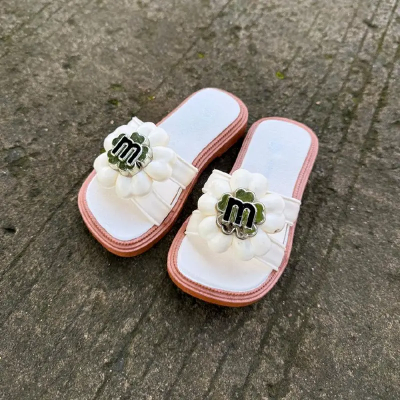 Sandal selop fashion anak perempuan Bunga sandal slip on import anak wanita sendal karet jelly kaki 24-35 5