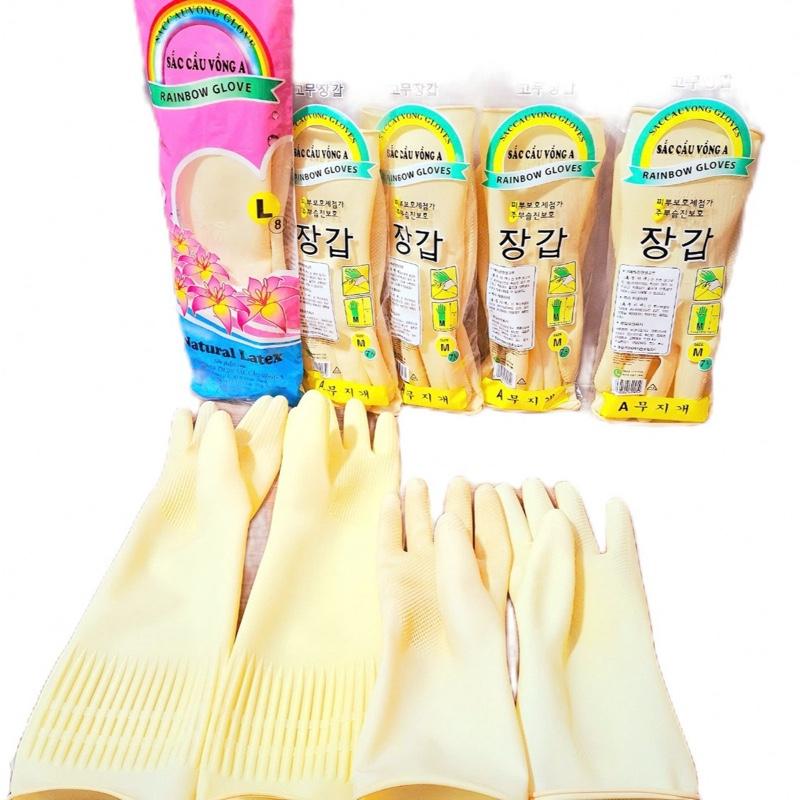 ComBo 5 - 10 Đôi Găng Tay Cao Su Sắc Cầu Vồng Size M 7 -1 2 Dài 28Cm và Size L 8 dài 40cm.Bao Tay Cao Su Tiện Dụng Rửa Bát Chống Nước