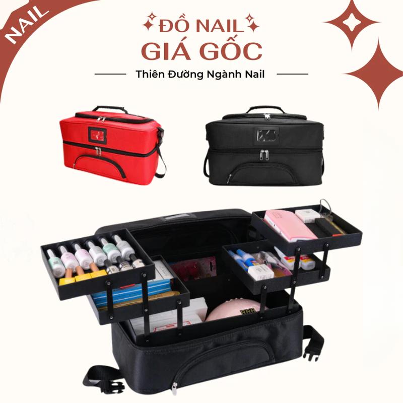 Cốp vải đựng đồ nail, makeup, phun xăm - Cốp đựng đồ nail vải canvas chống nước có quai xách size to