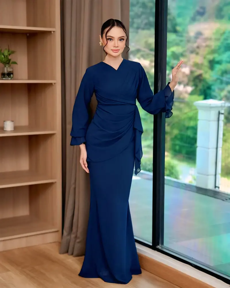 white christmas dresses OPHELIA DRESS 2.0 (DENIM BLUE) – Hijabistahub main image 0