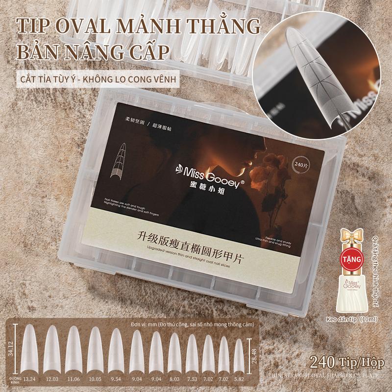  Đầu móng tay giả hình bầu dục nâng cấp - Hình dạng hạnh nhân cực dài móng tay giả phủ toàn bộ keo không cần trải qua quá trình mài dũa Vòm Trung Bình Dễ Định Hình Nối Móng Tay Trông Tự Nhiên  240 chiếc  