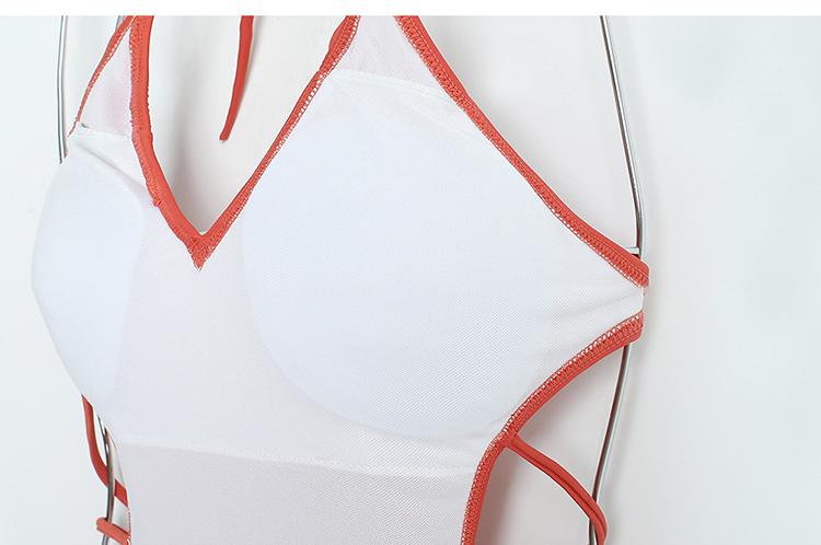 Product Introduction of Women's One Piece Swimsuit Neck Double Straps Crisscross Back Tie Bathing Suit 13