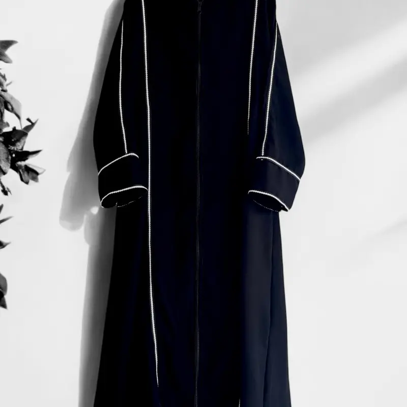 Abaya Anak List Pita Jetblack Kiara 4-12 Tahun -  Gamis Muslim Hitam Jetblack anak perempuan Variasi Putih Dress Tanggung 3