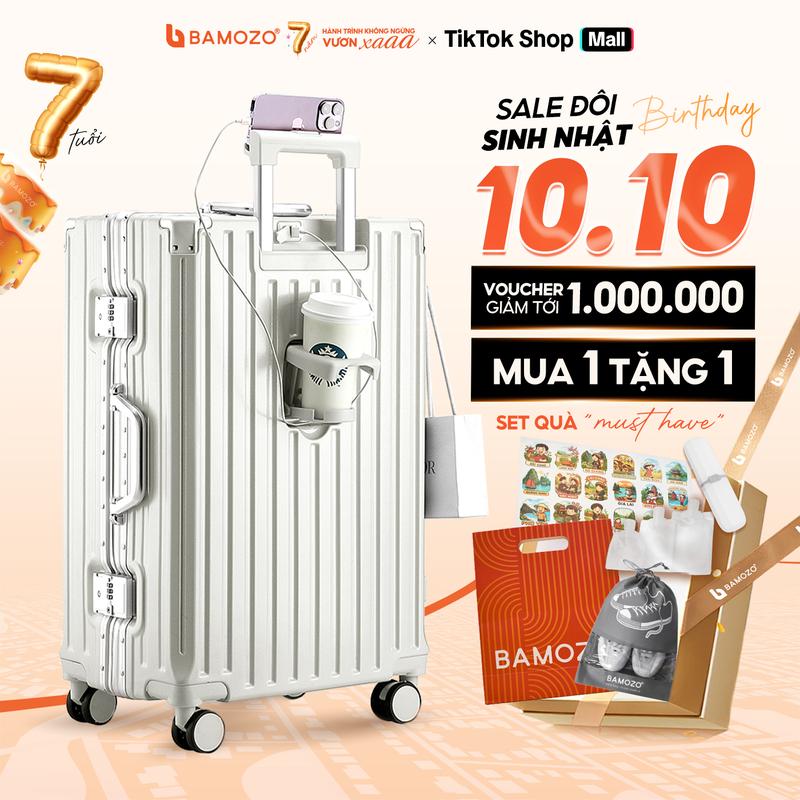 [CAO CẤP -  COMBO SIZE 20 + 24] Vali Bamozo Khung Nhôm 9066 Cao Cấp Nhựa PC Nguyên Khối Chống Va Đập _9066