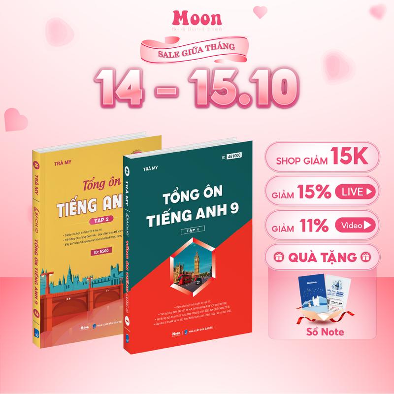 Sách Tổng ôn tiếng anh lớp 9 chương trình mới cho 2k11 ôn thi vào 10 Moonbook