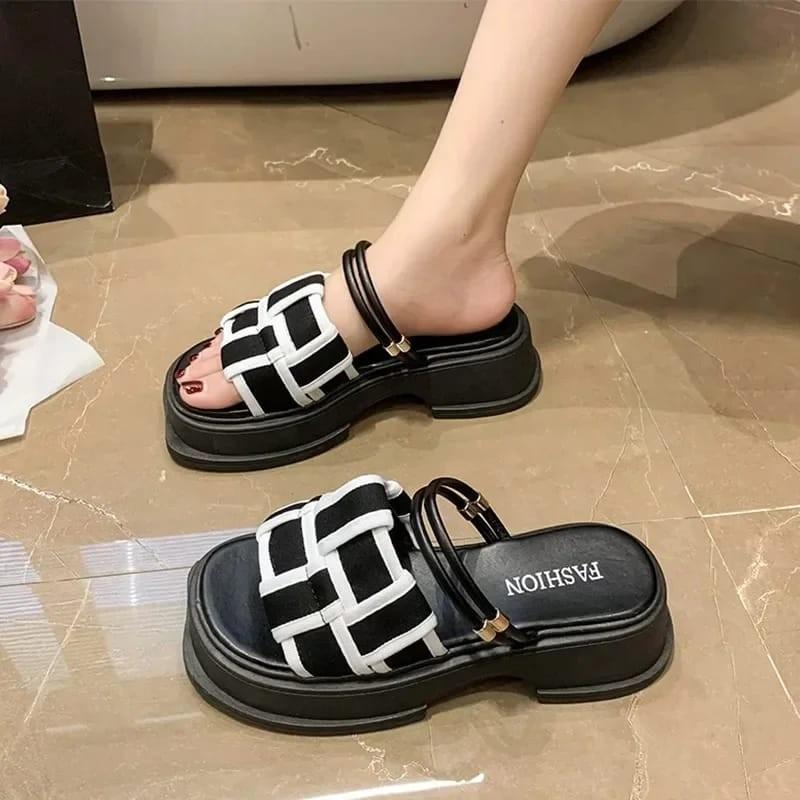 Product Introduction of Sandal Wedges Wanita Korea Selop Tali Anyam  Shoes Cewek 3