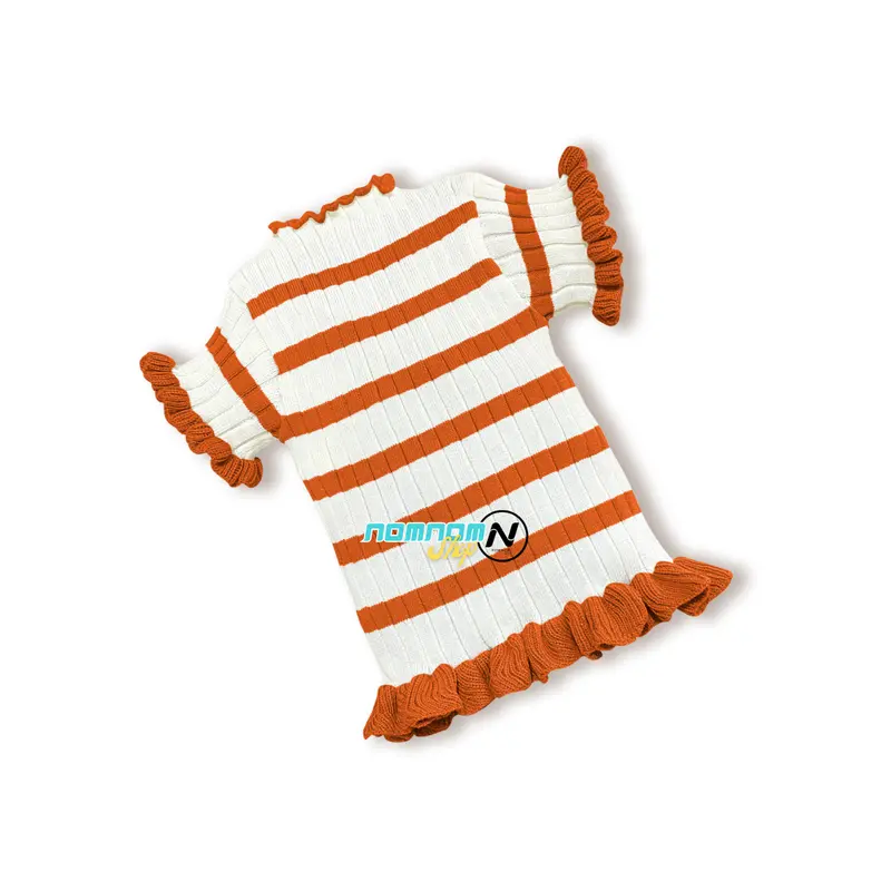 AUDRIS CURLY STRIPE - Atasan baju rajut anak Perempuan lengan pendek Korea kids Fashion 6