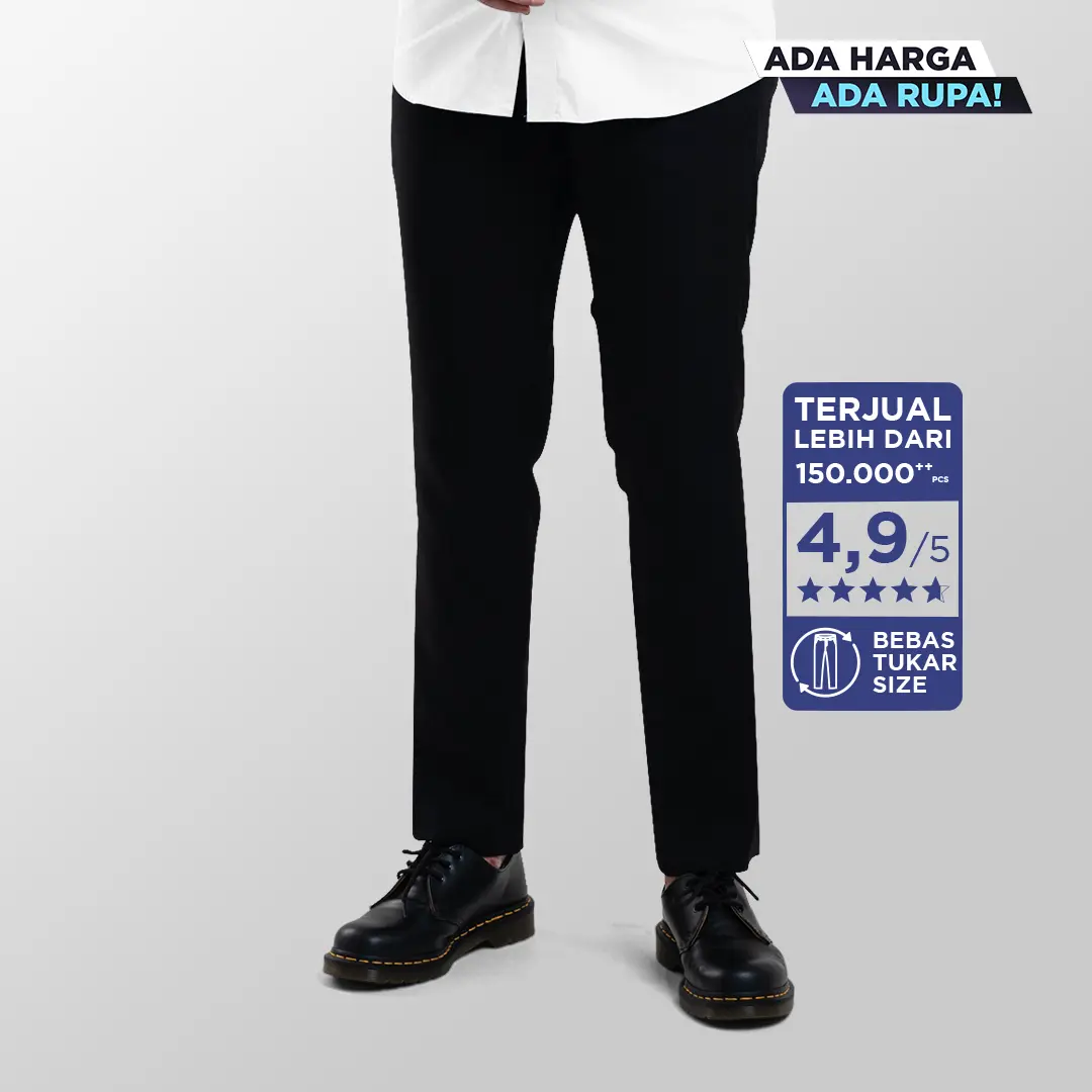 FROYEMUL - DEEP BLACK TROUSERS | Celana Bahan Formal Pria Slim Fit