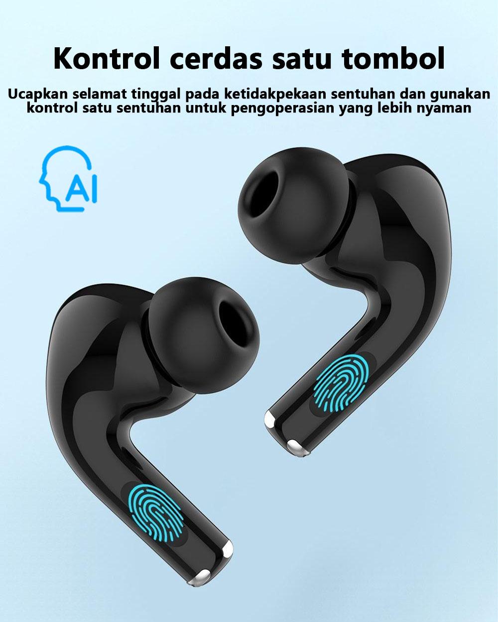 AI Wireless Tws Smart Touch Control Headphone Nirkabel Bluetooth 5.2 Earphone Sport Earbud Headset Musik untuk Semua Ponsel Pintar