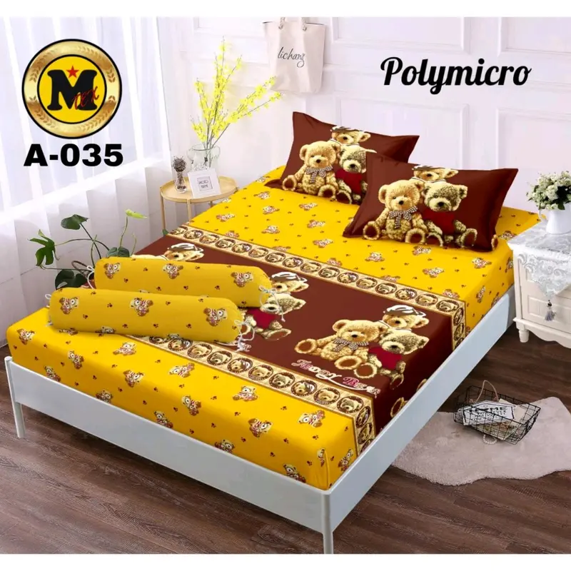 Sprei Motif Moon Bear size 180x200 2 sarung bantal 1 sarung guling 3