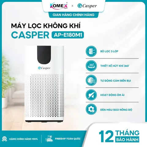 Máy lọc không khí Casper AP-E180M1 HEPA Lọc bụi mịn PM0.3 Phòng 20m2 - Bảo hành 12 tháng