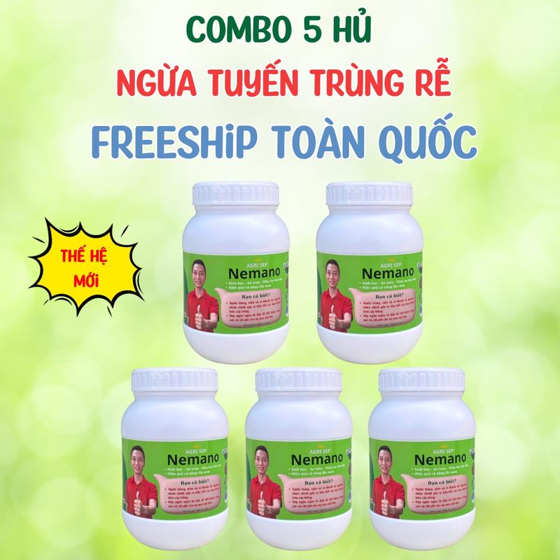 FREESHIP Combo 5 Hủ Phân Bón Nemano Phòng Ngừa Tuyến Trùng Rễ Nấm Khuẩn Gây Hại Cho Cây Trồng Hủ 1kg Pha 400 Lít