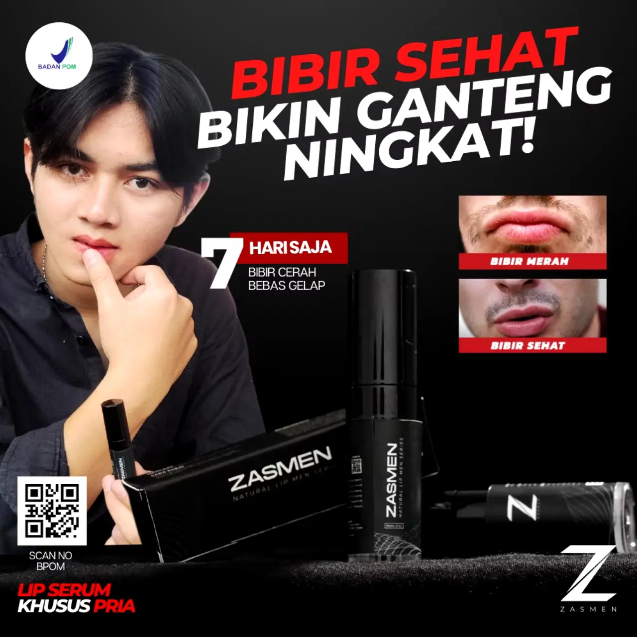 ZASMEN Lip Serum 1 Pcs | Serum Bibir Membantu Cerahkan Bibir Hitam Gelap dan Kering BPOM Original Pelembab Memerahkan lightening