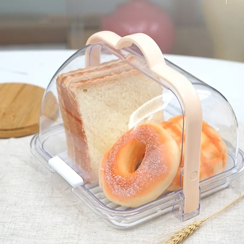 BUSS-Transparent Food Grade Plastic Bread Box Storage Bread Bin Container Sealed Dustproof for Picnic Camping Kitchen