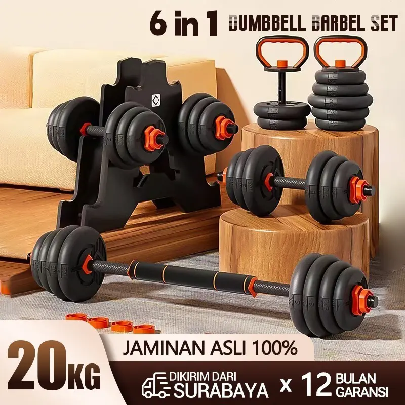 Dumbell Set 20KG - Barbel Fitness PVC Premium + Barbel Rod Baja - Shop ...