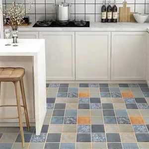 Stiker Lantai Anti Selip 60x200cm PVC Tebal Motif Bunga Tahan Air & Kotoran Cocok untuk Dapur & Toilet Dekoratif 1Roll=61cm X 2Meter Alat Gratis 6 Meter