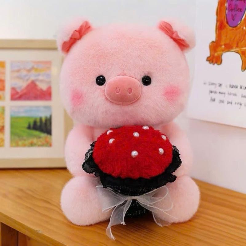 Gấu bông heo ôm hoa hồng ( món quà 20/10) qccc Thú Bông