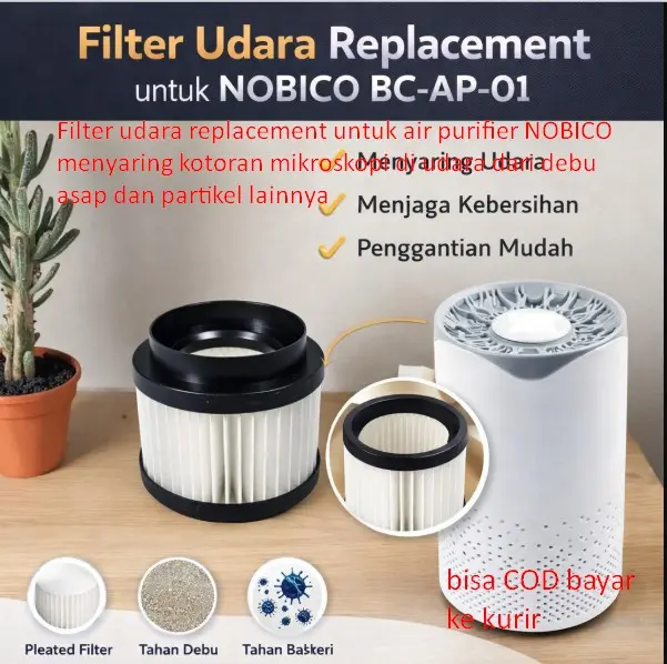 Filter udara replacement untuk air purifier NOBICO menyaring kotoran mikroskopi di udara dari debu asap dan partikel lainnya