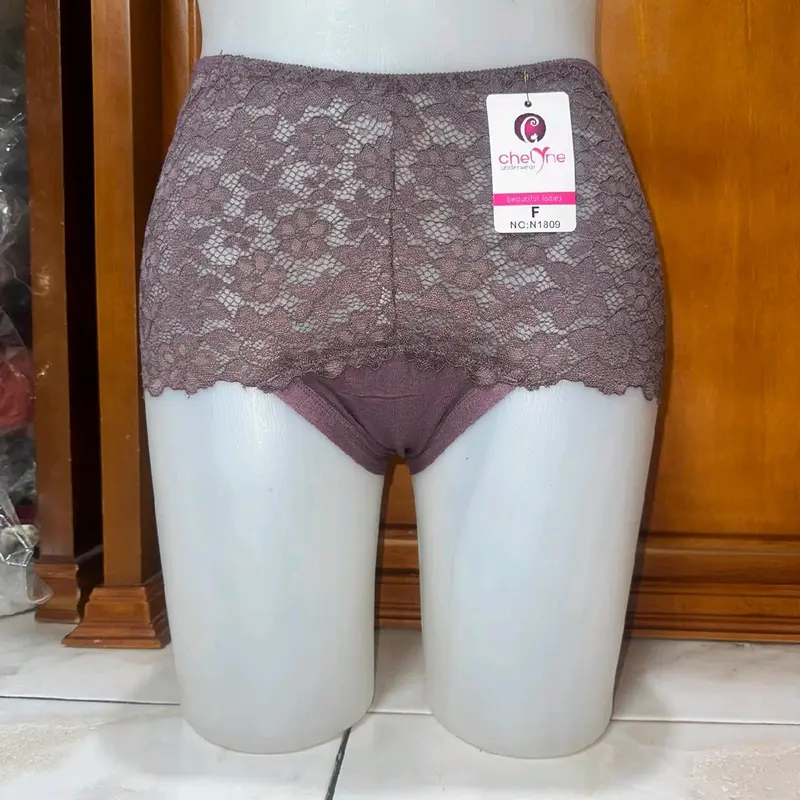 3pcs/6pcs Celana Dalam wanita Renda 1809 Maxi Higwaist Manis Lembut Pita Nyaman Dewasa 4