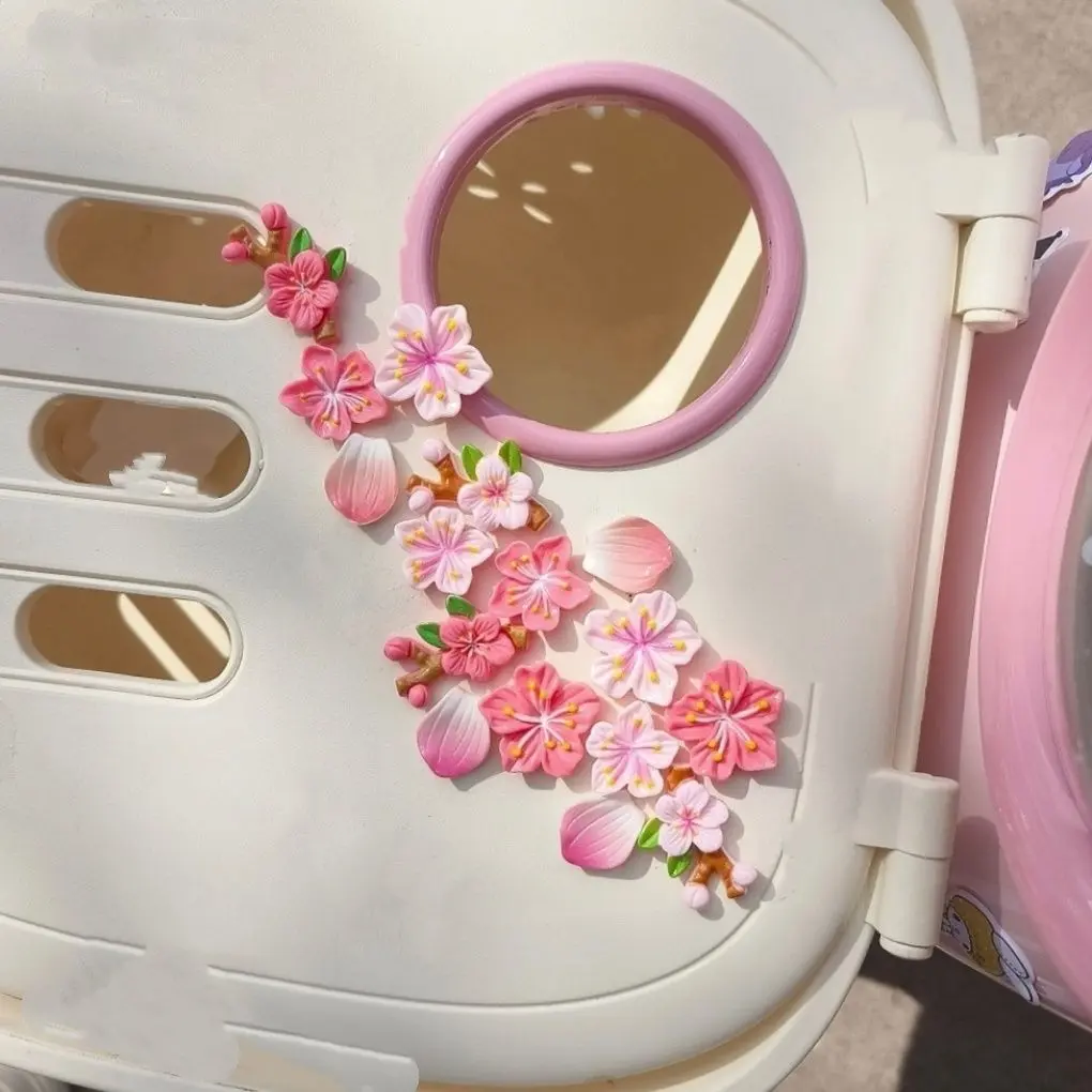 TokoHarmoni Dekorasi Bunga Peach 3D Penutup Goresan untuk Mobil Hiasan Layar Tengah Dashboard Imut Aksesori Lucu Mobil Listrik Stiker Anti Gores Motif Bunga Persik 3D Cantik Praktis - Car