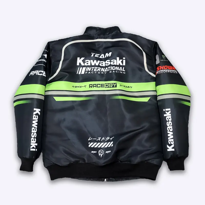 Jaket Nascar Kawasaki Internasional Full Printing Parasut Anti Air Pria Wanita 1