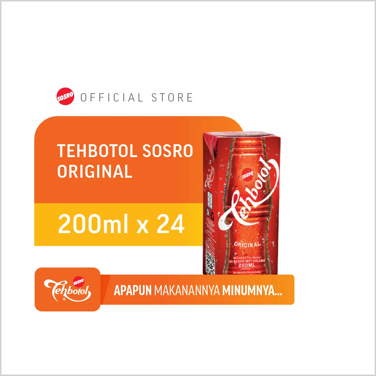 Tehbotol Sosro Kotak Original 200ml x 24 pcs