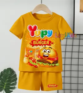 Luwi Kids Setelan Anak FULL Baju Penuh Cewek Cowok Trend Terbaru Gambar Snack YUPY BURGER Celana Fashion