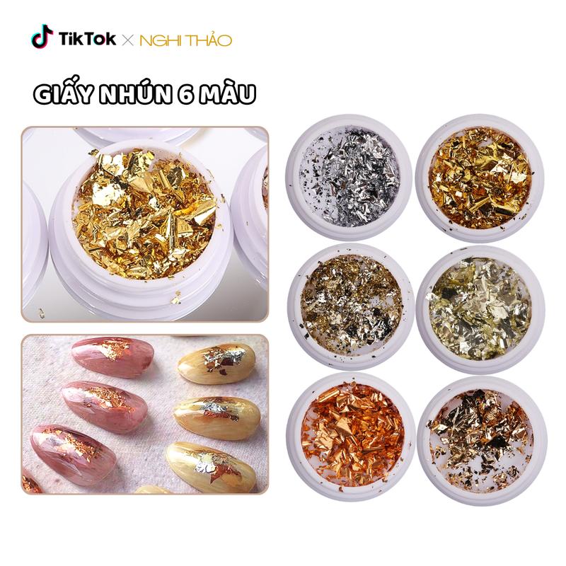  Giấy nhún nail vàng bạc 6 màu NGHI THẢO 